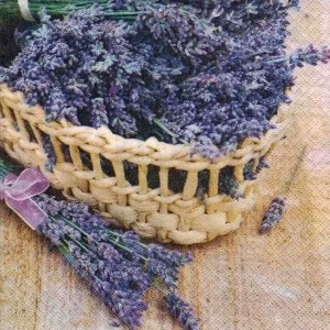 Салфетка для декупажа "Лаванда в корзине" бумажная, 33х33 см